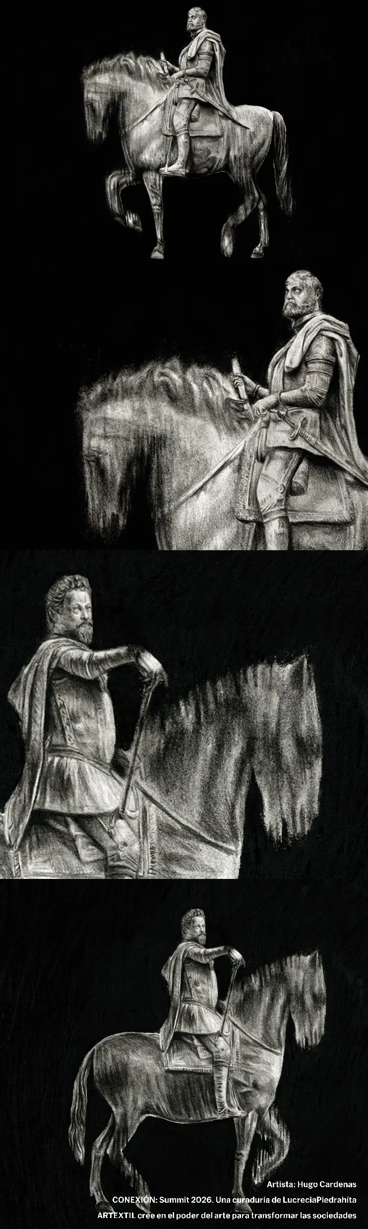 Ficha visual de la obra presentada por Hugo Cárdenas, técnica indicada: Dibujo.