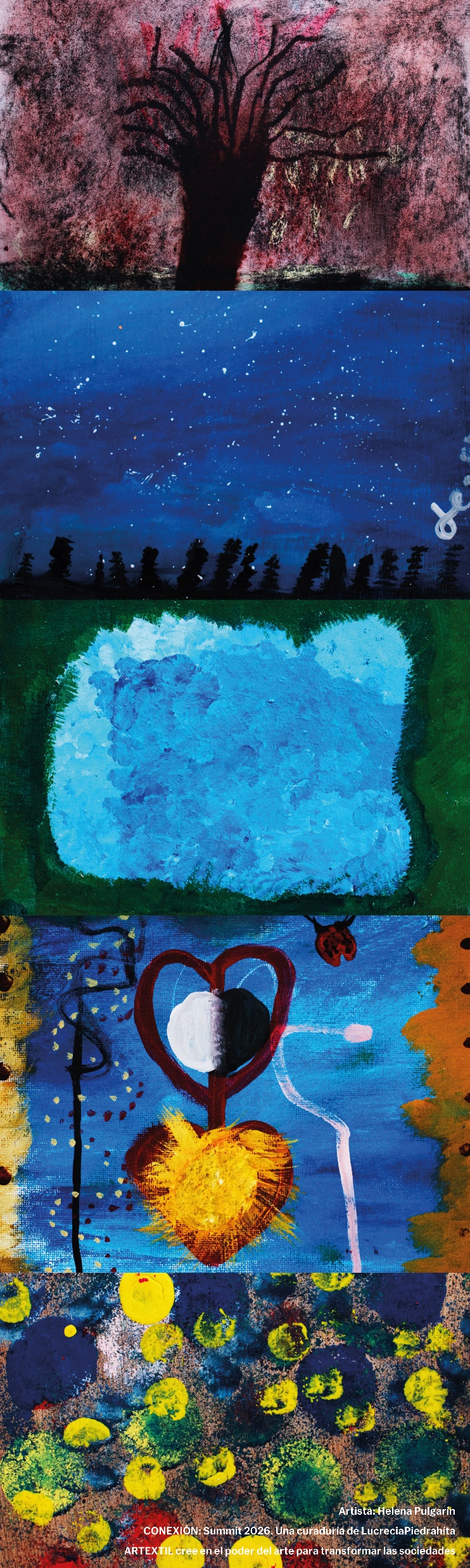 Ficha visual de la obra presentada por Helena Pulgarín, técnica indicada: Pintura.
