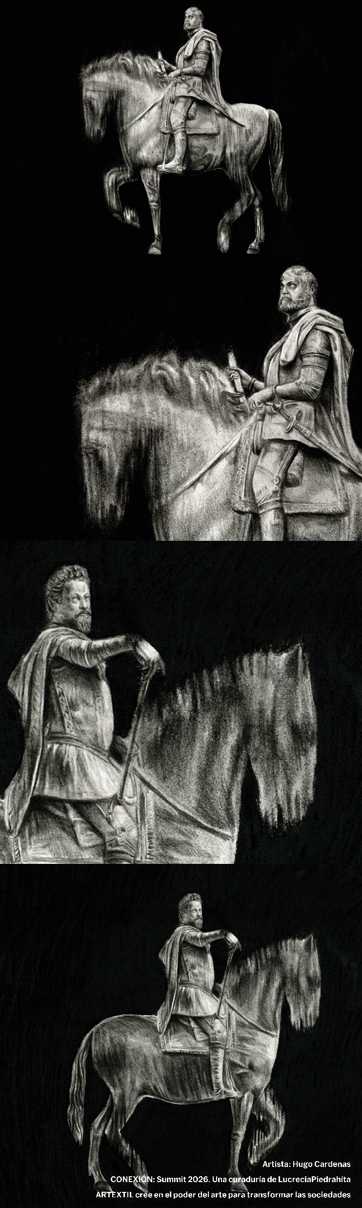 Ficha visual de la obra presentada por Hugo Cárdenas, técnica indicada: Dibujo.