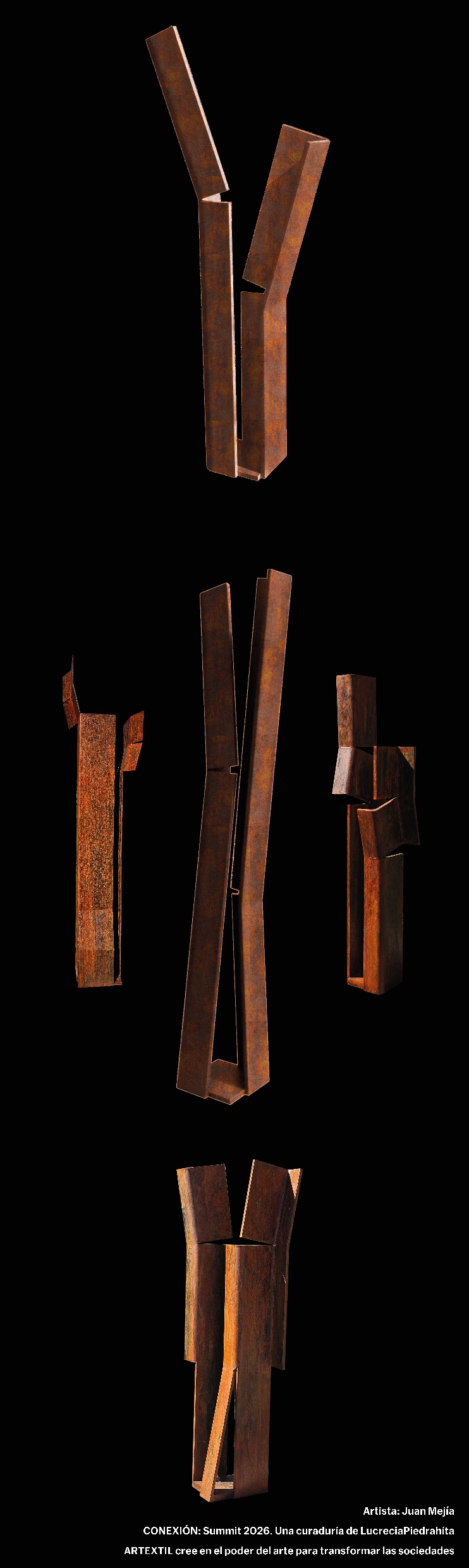 Ficha visual de la obra presentada por Juan Mejía, técnica indicada: Escultura.